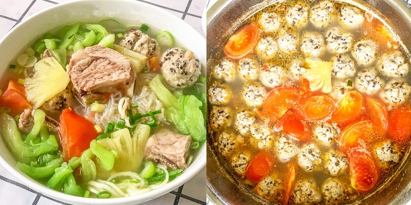 Bí quyết nấu bún sườn heo dọc mùng ngon, đơn giản tại nhà 